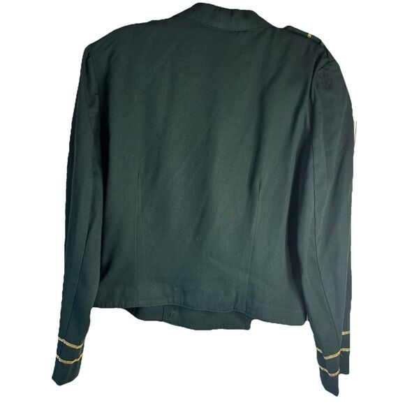 Vintage Margo's Crop Army Green Gold Trim Double Breast Jacket Sz 12 - Picture 2 of 5